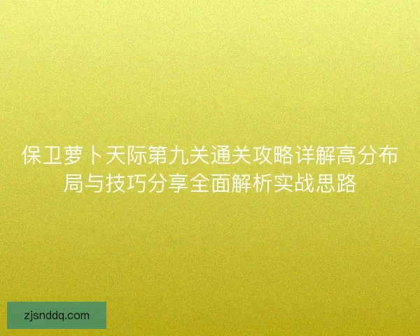 保卫萝卜天际第九关通关攻略详解高分布局与技巧分享全面解析实战思路