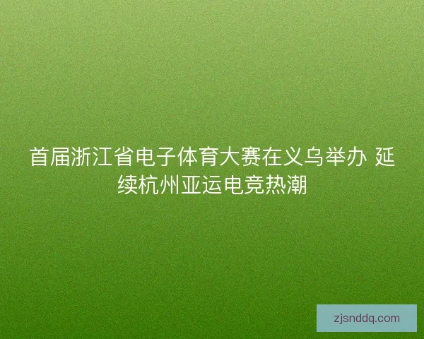 首届浙江省电子体育大赛在义乌举办 延续杭州亚运电竞热潮